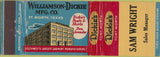 Matchbook Cover - Dickie's Fort Worth TX Sam Wright
