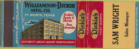 Matchbook Cover - Dickie's Fort Worth TX Sam Wright