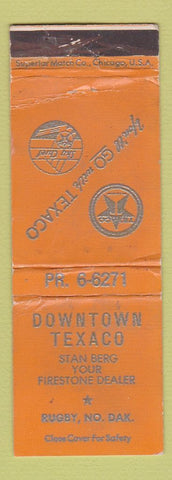 Matchbook Cover - Downtown Texaco oil gas Rugby ND WORN