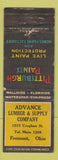 Matchbook Cover - Pittsburgh Paints Advance Lumber Fremont OH WEAR