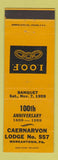 Matchbook Cover - Odd Fellows Caernarvon Lodge Morgantown PA 1959 YELLOW