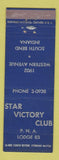 Matchbook Cover - Star Victory Club South Bend IN WEAR