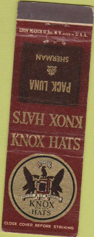 Matchbook Cover - Knox Hats Pack Luna Sherman