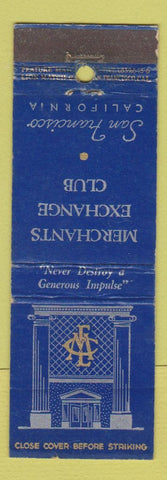 Matchbook Cover - Merchants Exchange Club San Francisco CA feature WEAR