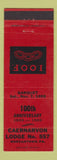 Matchbook Cover - Odd Fellows Caernarvon Lodge Morgantown PA 1959 RED