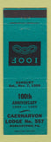 Matchbook Cover - Odd Fellows Caernarvon Lodge Morgantown PA 1959 TEAL