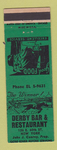 Matchbook Cover - Derby Bar Restaurant New York City
