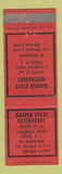 Matchbook Cover - Garden State Restaurant Union NJ