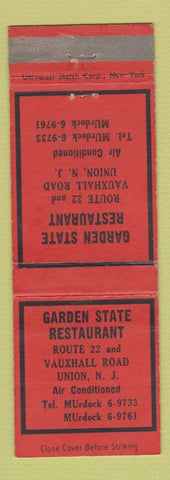 Matchbook Cover - Garden State Restaurant Union NJ