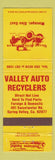 Matchbook Cover - Valley Auto Recyclers Spring Valley CA