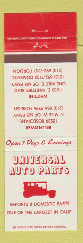 Matchbook Cover - Universal Auto Parts Bellflower Whittier CA