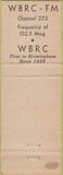 Matchbook Cover - WBRC Radio 960 NBC Birmingham AL