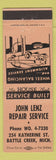 Matchbook Cover - John Lenz Auto Repair Battle Creek MI