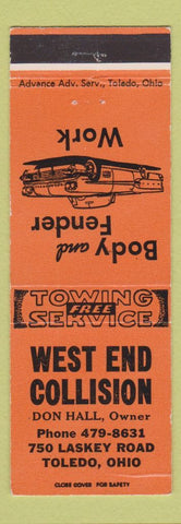 Matchbook Cover - West End Collision Toledo OH