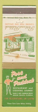 Matchbook Cover - Post and Paddock Restaurant Miami Beach FL WORN
