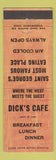 Matchbook Cover - Dick's Cafe St George UT