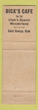 Matchbook Cover - Dick's Cafe St George UT
