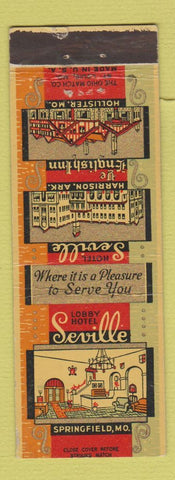 Matchbook Cover - Hotel Seville Harrison AR Hollister Springfield MO WEAR