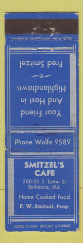 Matchbook Cover - Smitzel's Cafe Baltimore MD