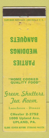 Matchbook Cover - Green Shutters Tea Room Upland PA WEAR