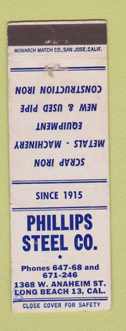 Matchbook Cover - Phillips Steel Long Beach CA WEAR
