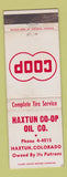 Matchbook Cover - COOP Haxtun oil gas Colorado WEAR