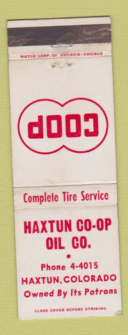 Matchbook Cover - COOP Haxtun oil gas Colorado WEAR