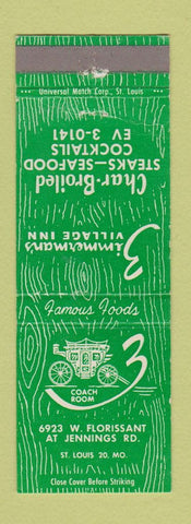Matchbook Cover - Zimmerman's Village Inn St Louis MO WEAR
