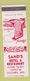 Matchbook Cover - Sand's Motel Restaurant Columbia MS