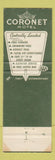 Matchbook Cover - Coronet Motel Atlantic City NJ