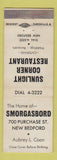 Matchbook Cover - Sunlight Corner Restaurant New Bedford MA WEAR