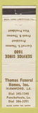 Matchbook Cover - Thomas Funeral Homes Hammond Ponchatoula LA WEAR