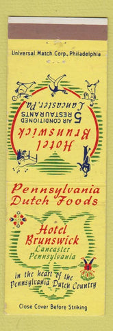 Matchbook Cover - Hotel Brunswick Lancaster PA