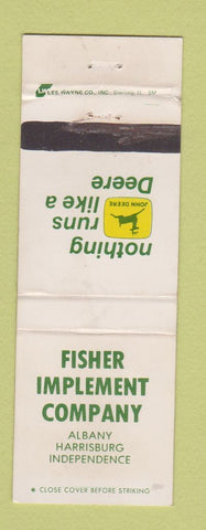 Matchbook Cover - John Deere Tractors Albany Harrisburg Independence OR WEAR