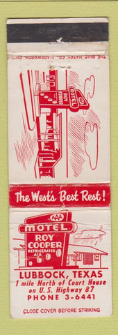 Matchbook Cover - Motel Roy Cooper Lubbock TX WORN