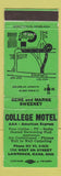 Matchbook Cover - College Motel Lawrence KS
