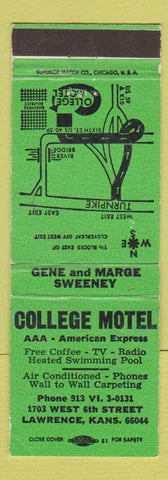 Matchbook Cover - College Motel Lawrence KS