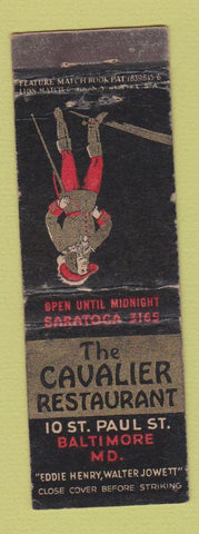 Matchbook Cover - Cavalier Restaurant Baltimore MD feature WEAR