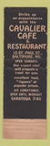 Matchbook Cover - Cavalier Restaurant Baltimore MD feature WEAR