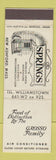 Matchbook Cover - Springs Restaurant New Ashford MA Grosso Family