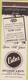 Matchbook Cover - Cote's Restaurant Motel West Claremont NH