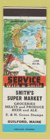 Matchbook Cover - Smith's Super Market Grocery Guilford ME hillbilly