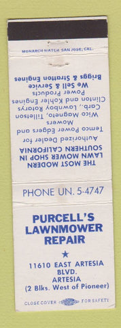 Matchbook Cover - Purcell's Lawnmower Repair Artesia CA WEAR