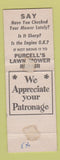 Matchbook Cover - Purcell's Lawnmower Repair Artesia CA WEAR