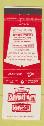 Matchbook Cover - New Crossroads Villa Restaurant St Petersburg FL