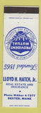 Matchbook Cover - Lloyd H Hatch Jr Real Estate Insurance Dexter ME