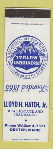 Matchbook Cover - Lloyd H Hatch Jr Real Estate Insurance Dexter ME