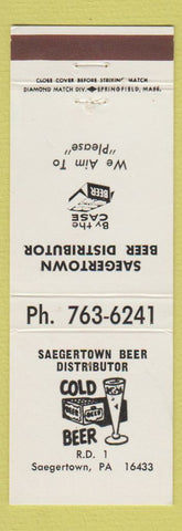 Matchbook Cover - Saegertown Beer Distributor PA
