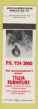 Matchbook Cover - Tillia Furniture New Castle PA