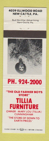 Matchbook Cover - Tillia Furniture New Castle PA
